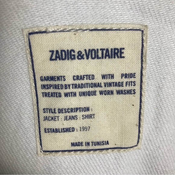 NEW Zadig & Voltaire shirt jacket Large western pearl snap ruffle Toky white - Picture 16 of 16